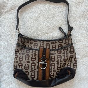 Etienne Aigner Brown and Black Shoulder Bag